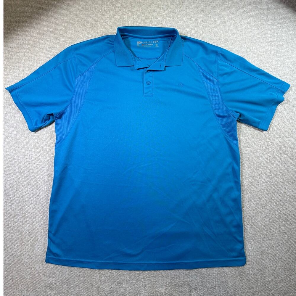 Ariat Tek Men's Blue XL Heat Series Performance Short Sleeve Polo Shirt Casual